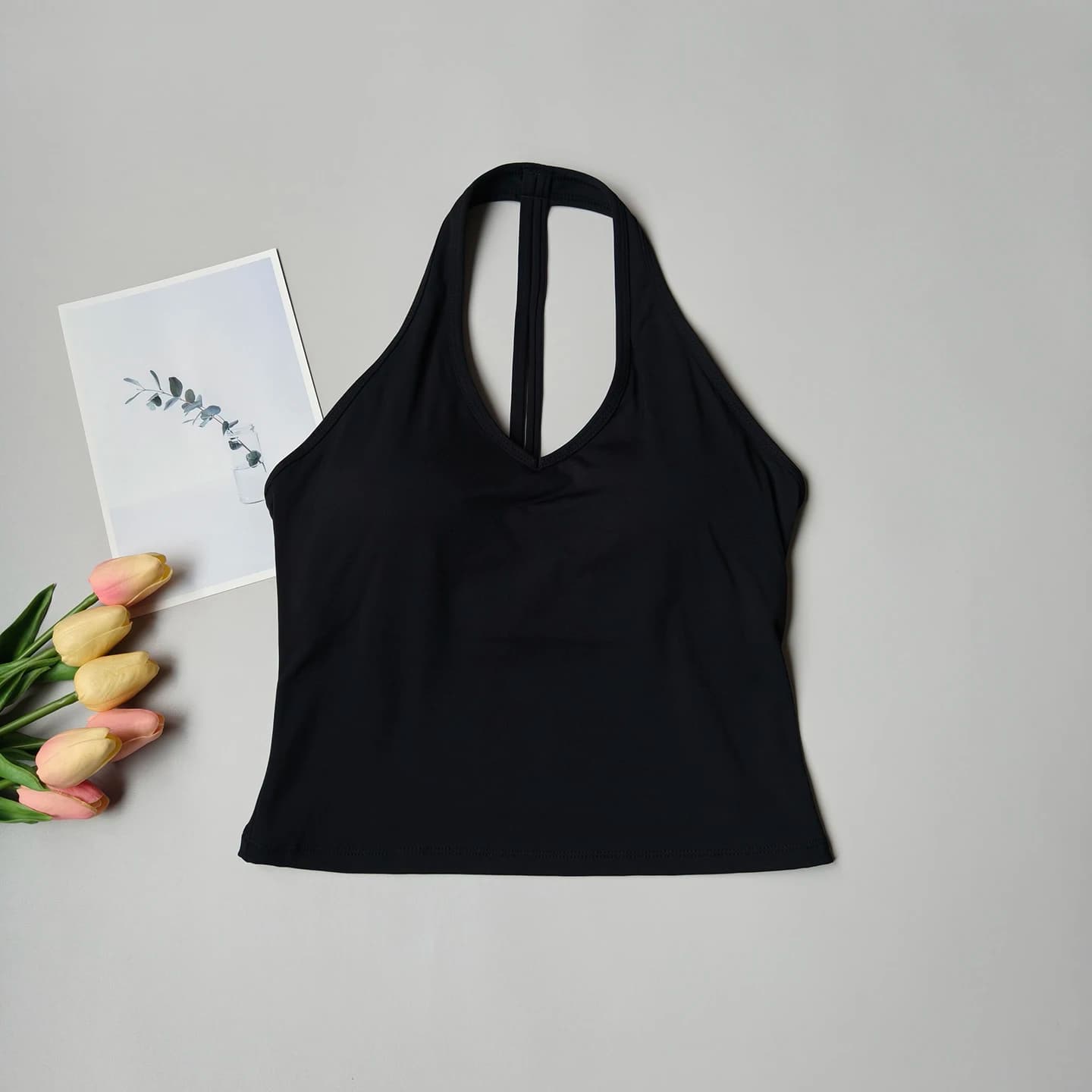 Women's V-Neck Sports Bra with Halter Back