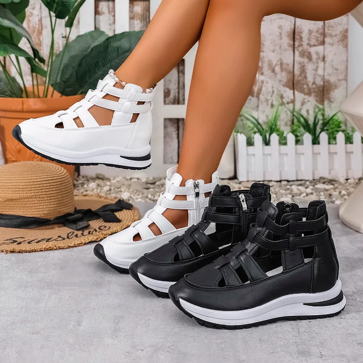 Women's Closed Toe Wedge Sandals with Buckle Strap