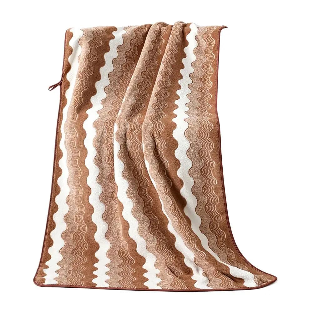 Coral Fleece Bath Towel Wave Stripe