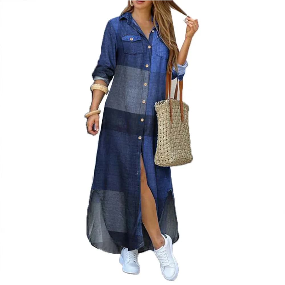 Women Dresses 2026 new fashion sexy single-breasted long dress loose lapel spring autumn women's clothing vestidoes