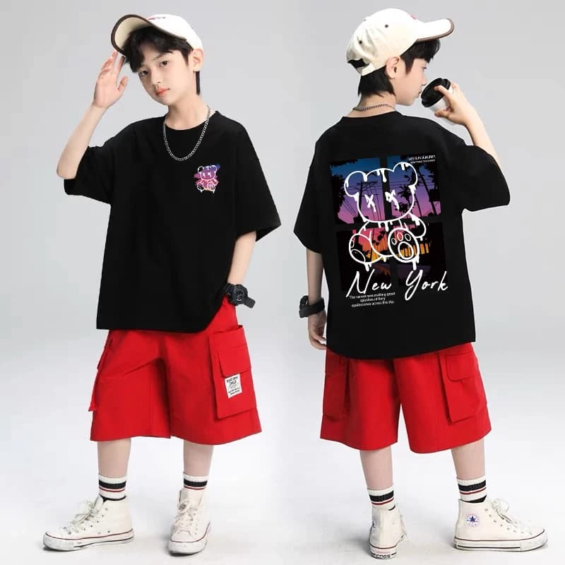 Korean Summer Cotton Graphic T-Shirt For Kids