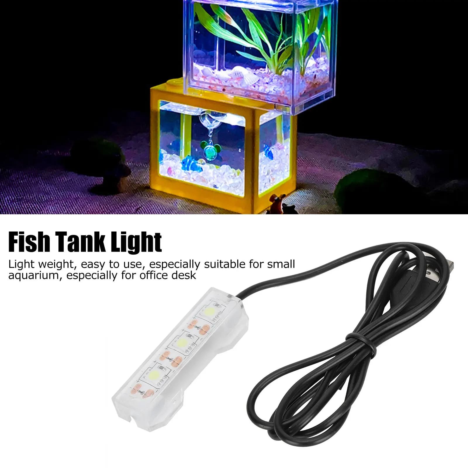Aquarium Decoration Light Aquarium USB Light Small Aquarium Water Plant Light Desktop Fish  Mini Decoration Soft LED Lamp