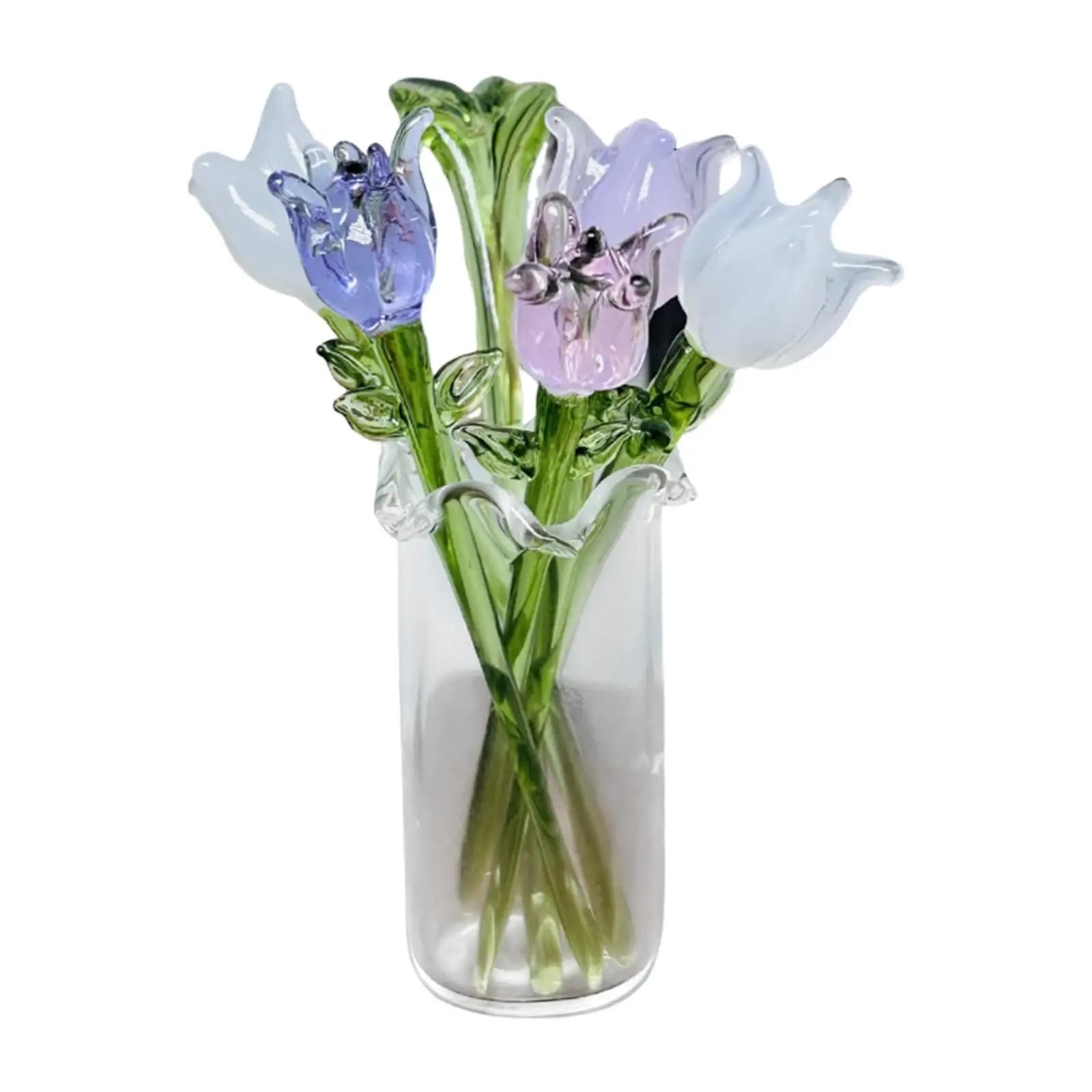Glass Flowers Figurine with Vase