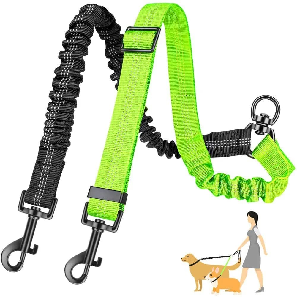 Double Dog Leash Coupler with Swivel Buckles