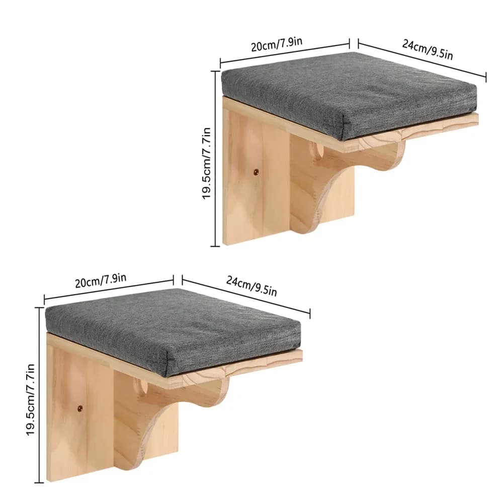 Wall-Mounted Cat Tree with Hammock and Stairs
