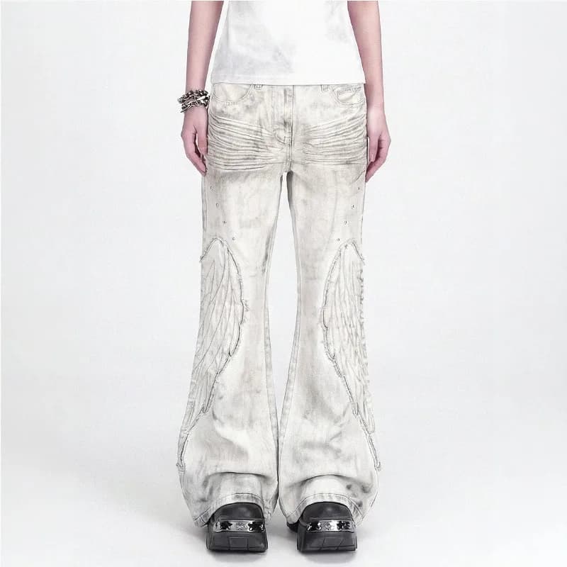 Men's White Wide Leg Casual Jeans