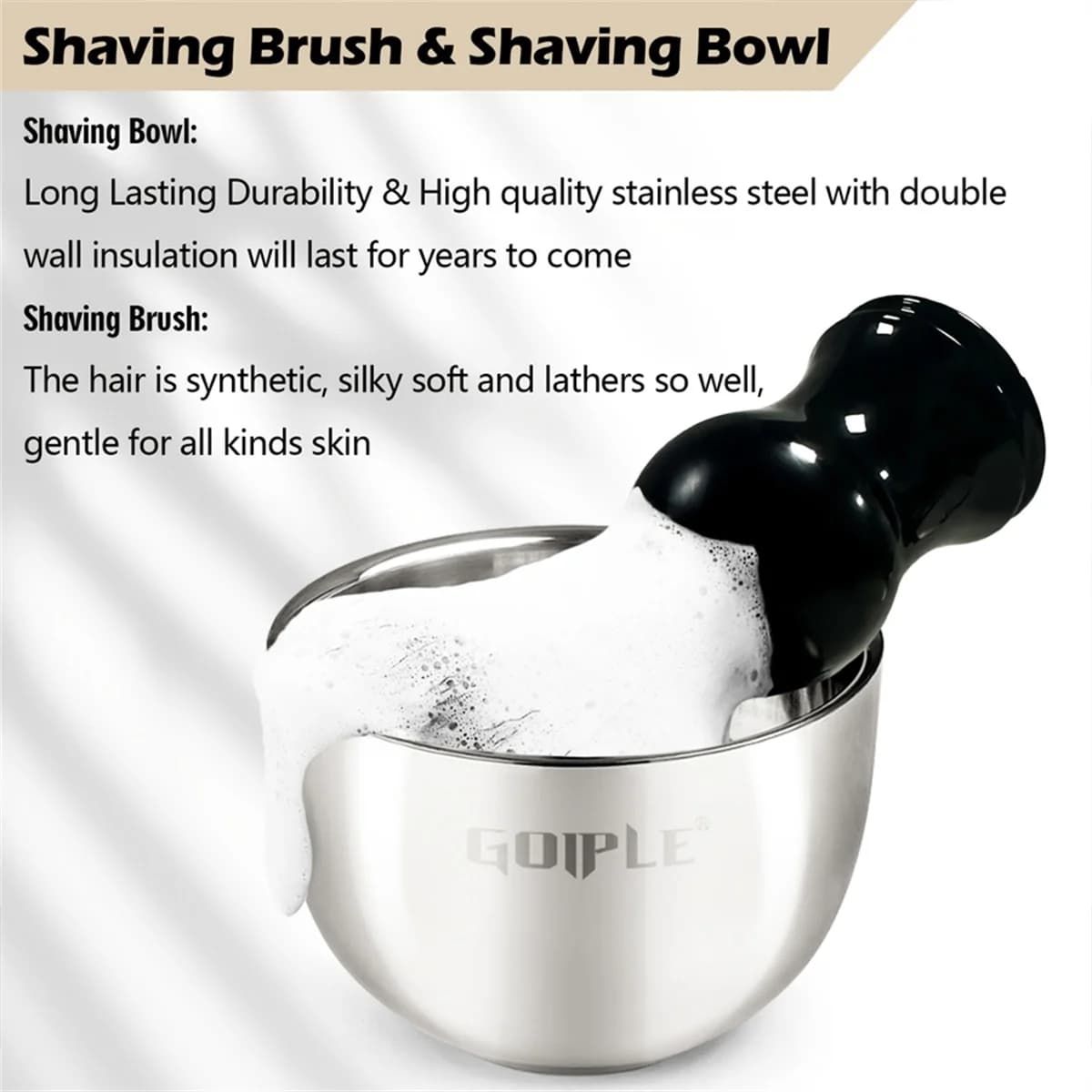 Men's Shaving Care Cream Kit with Stainless Steel Bowl