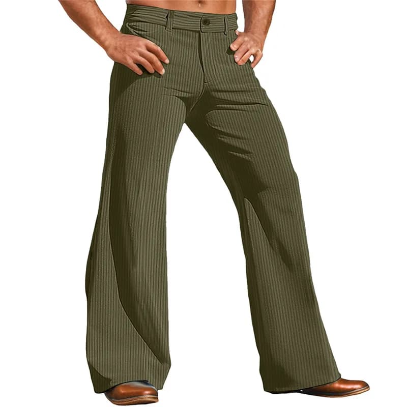 Men's Solid Corduroy Flared Dress Pants