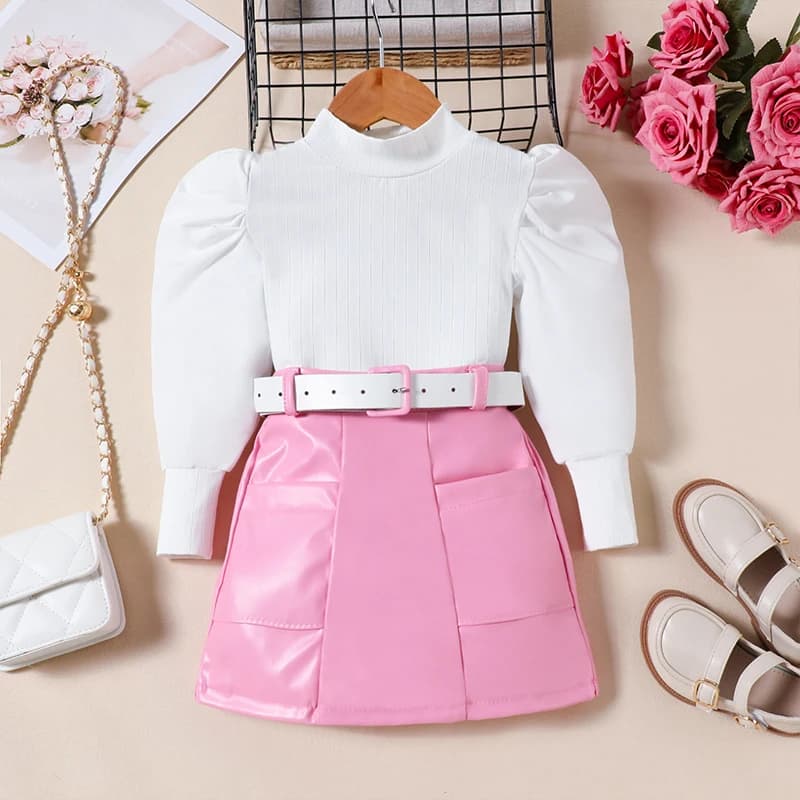 Girls Long Sleeve Top and Skirt Set