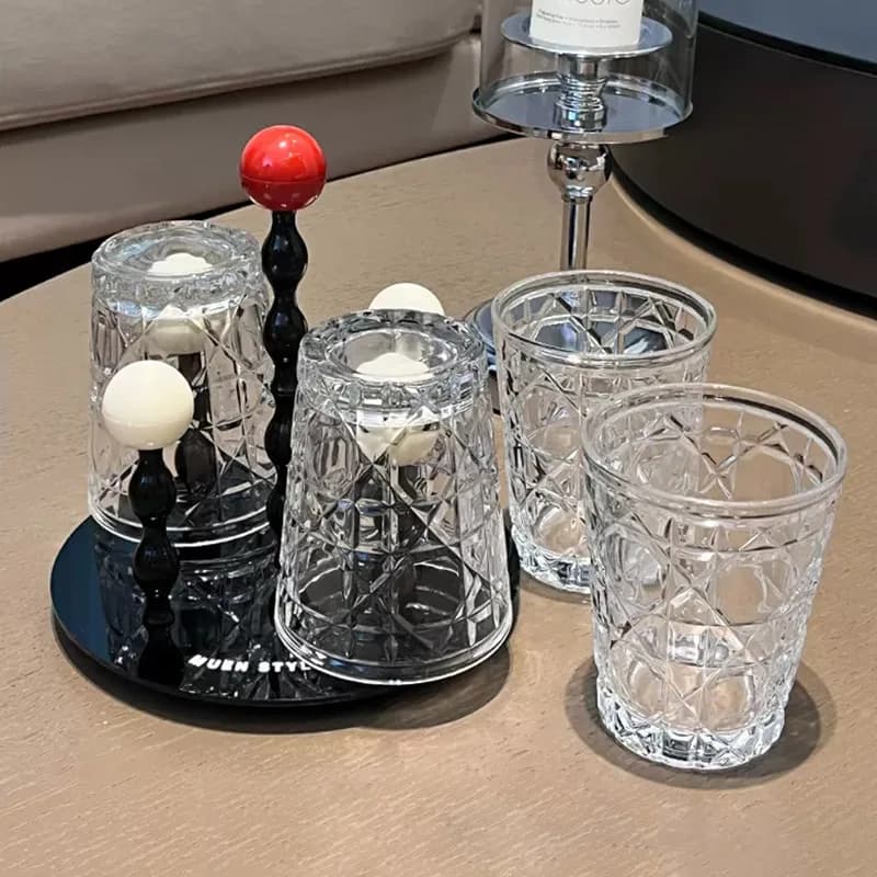 Diamond Pattern Drinking Glasses Set of 4
