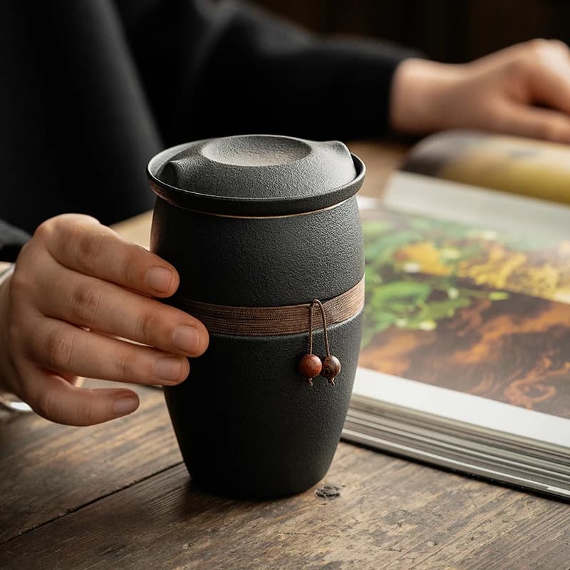 Ceramic Tea Cup with Infuser and Lid