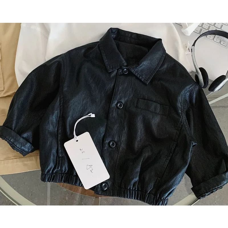 Boy's Single Breasted Leather Jacket