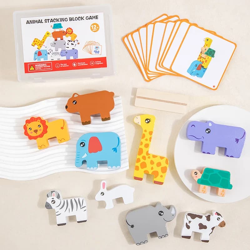 Wooden Animal Stacking Block Balance Puzzle Toy