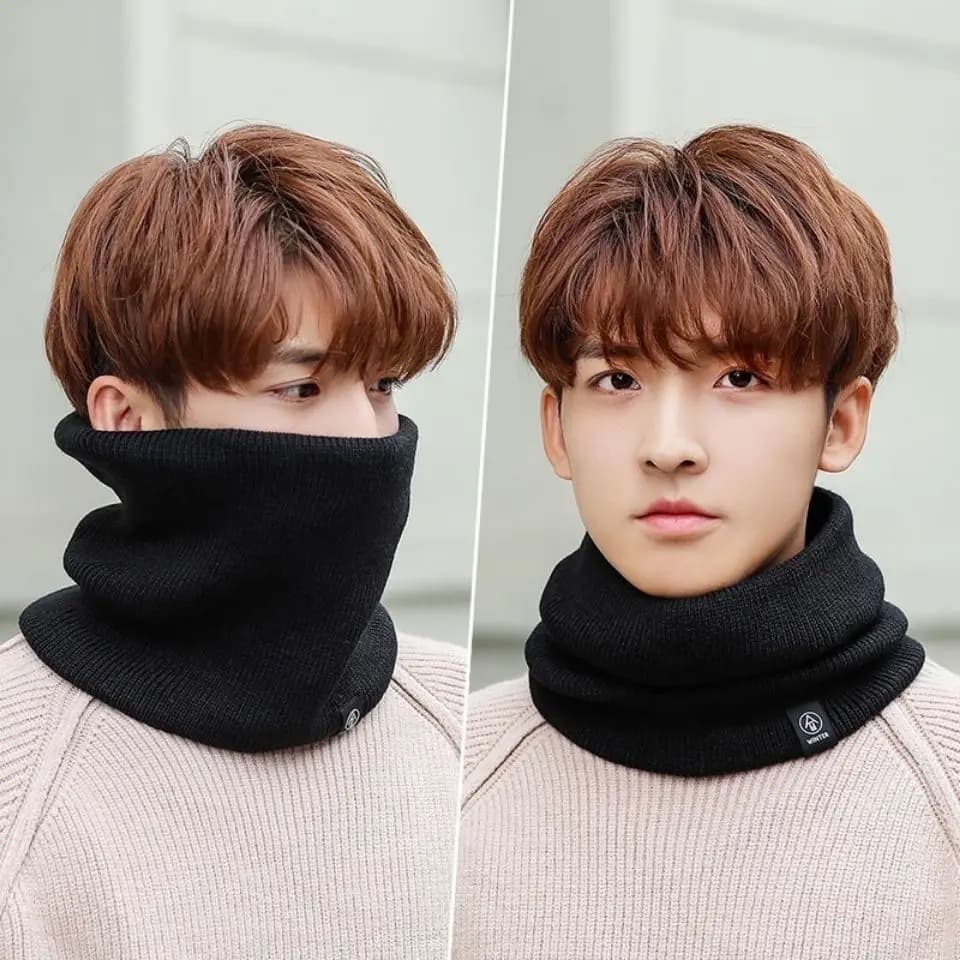Winter Knit Neck Scarf with Mask Coverage