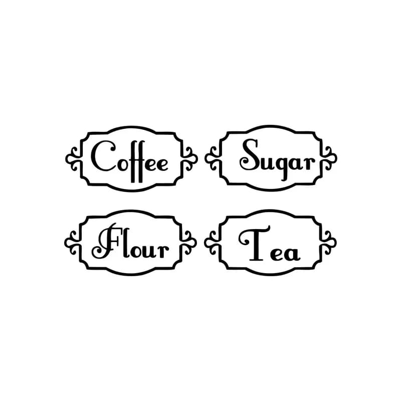 Kitchen Jar Label Vinyl Stickers Set of 4