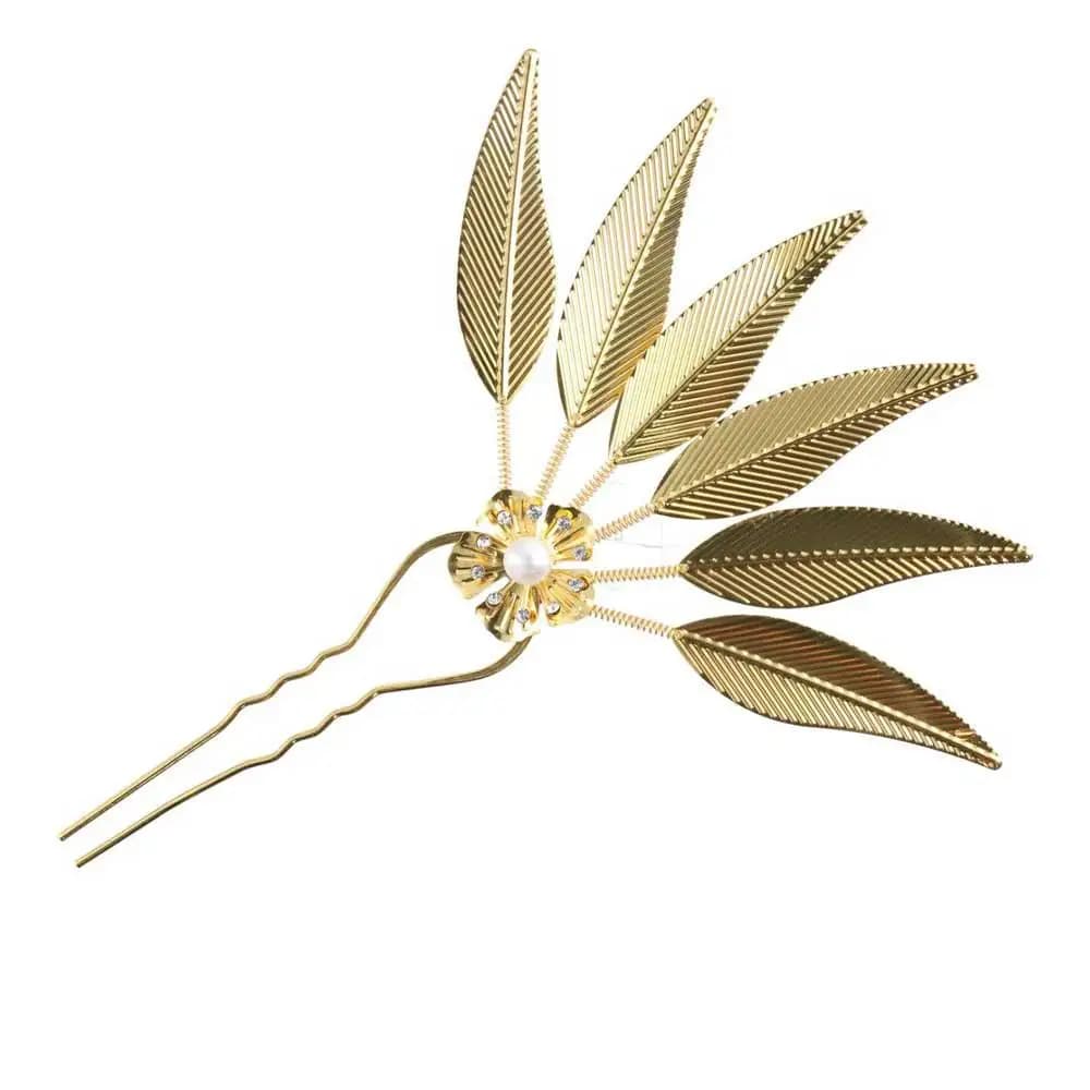 Hair Accessories Leaf Flower Girl Hair Accessories Metal Hair Sticks Thai Headdress Ancient Style Headwear U Shape Hairpin
