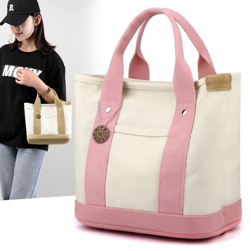 Canvas Lunch Tote Bag with Multiple Compartments