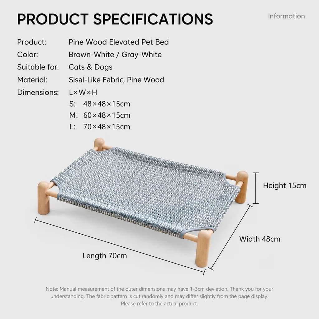 Elevated Wooden Frame Pet Cot