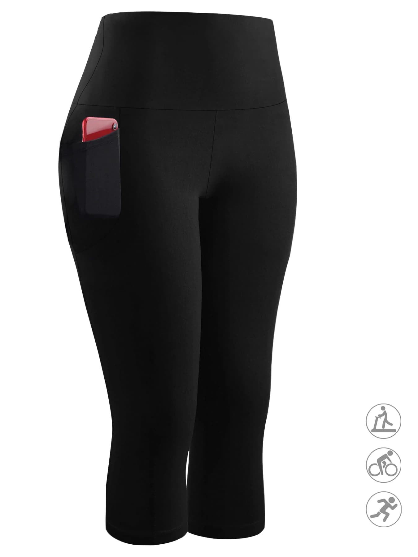 High-Waisted Workout Capri Pants with Pockets