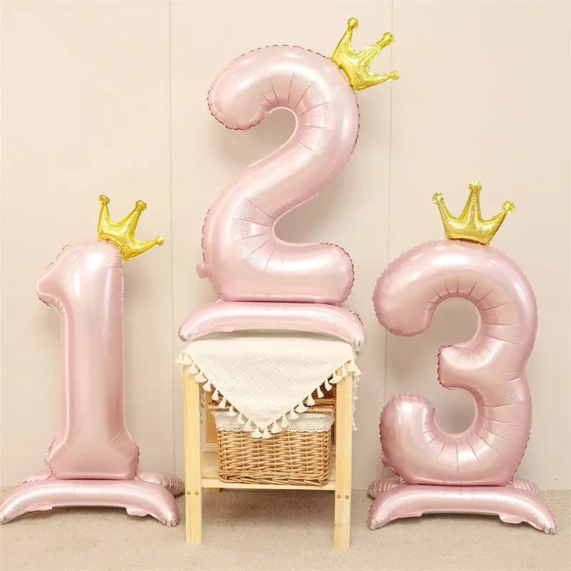 32 Inch Standing Number Balloon With Crown