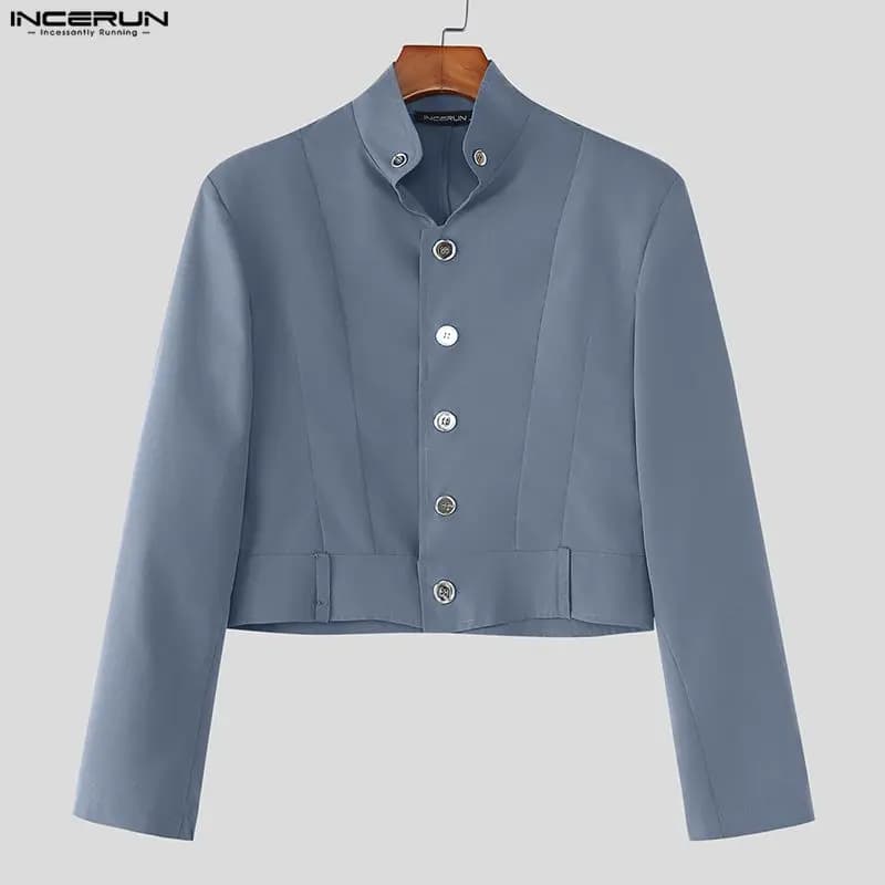 Men's Solid Color Stand Collar Blazer