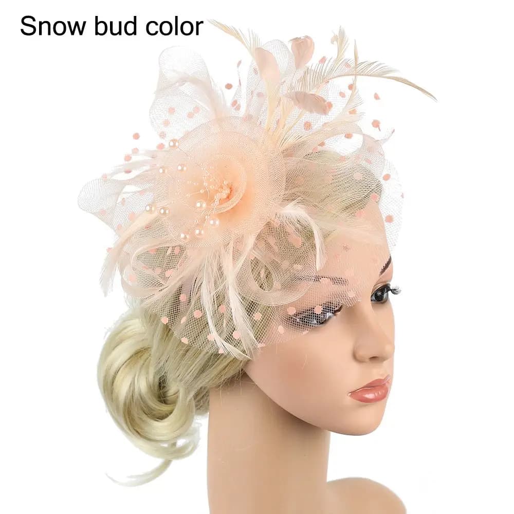 Hair Accessories Mesh Flower Hair Fascinators Wedding Feathers Hair Clip Fascinator Hat Tea Party Headband Alice Headband Clip