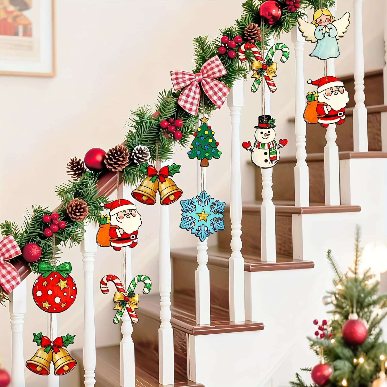 Wooden Christmas Ornament Set 40-Piece