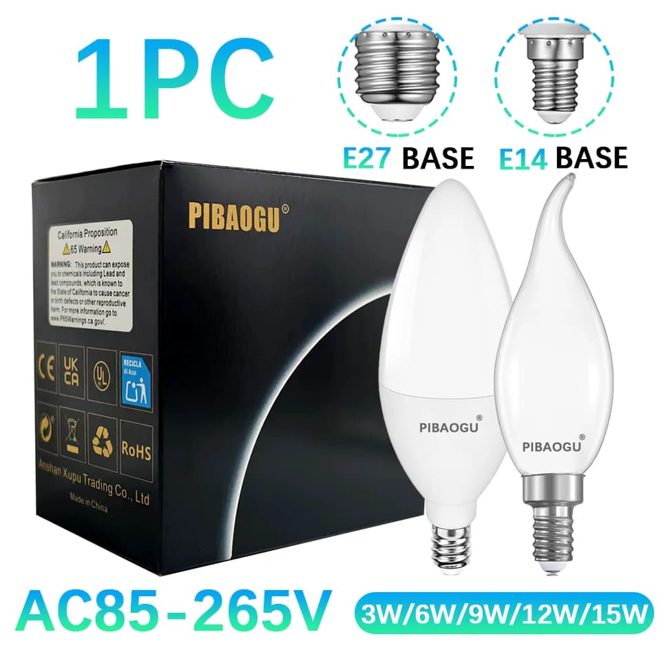 LED Candle Bulbs Lights AC85-265V E14 E27 9W 12W 15W Candle Bulbs Ceiling Lights Home Decoration Led Lights For Home Living Room