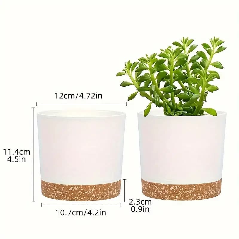 Plant Pots with Drainage Holes and Saucer, 2-Pack