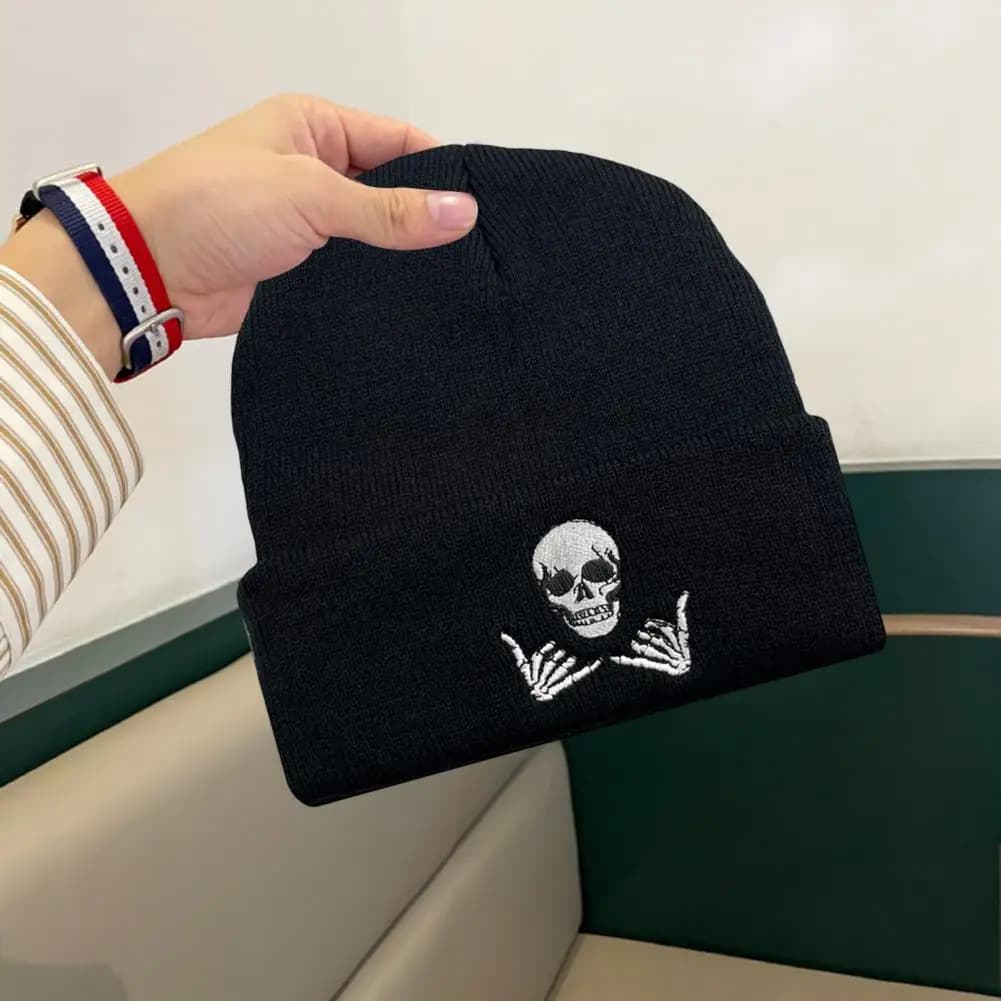 Embroidered Knit Winter Beanie Hat