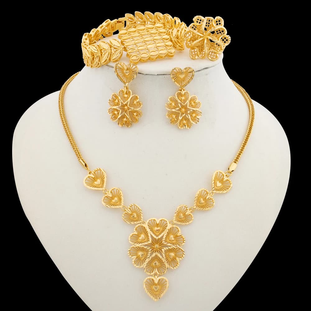 Jewelry Set for Party Pendant Necklace and Earrings with Bracelet Ring Set for Engagement Necklace Earrings