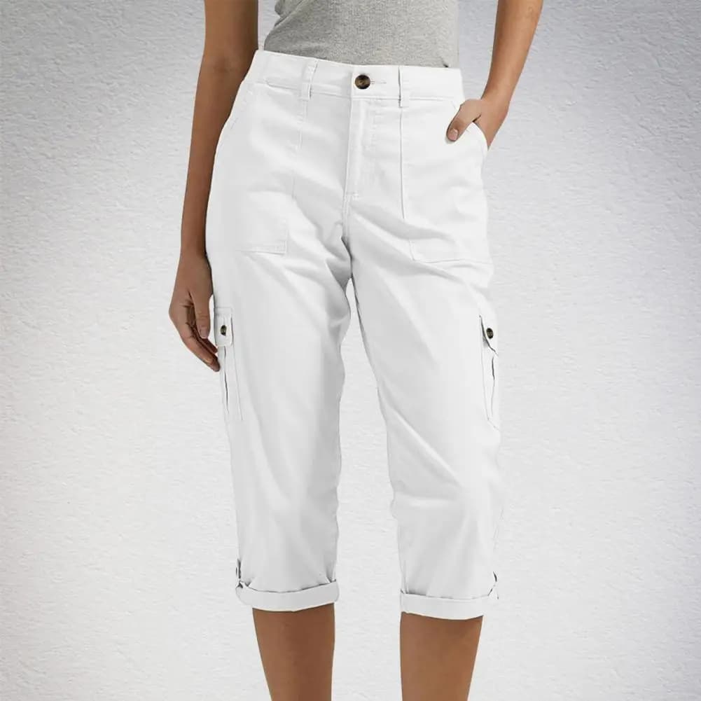 Women's Mid-Rise Cropped Cargo Capri Pants