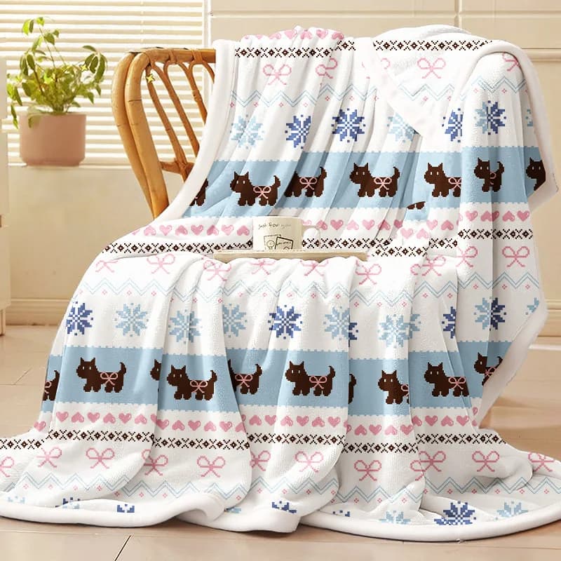 Cute Pet Print Flannel Throw Blanket