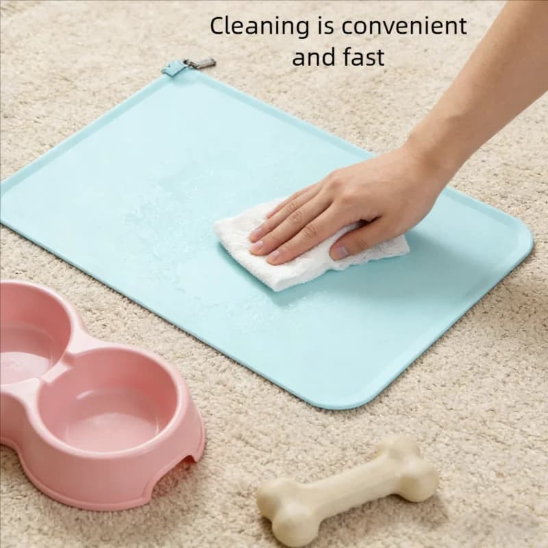 Waterproof Pet Bowl Mat With Non-Slip Base
