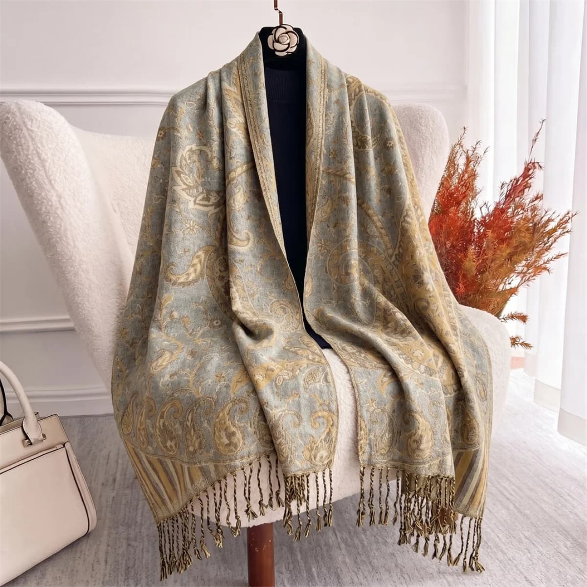 Pashmina Botanical Print Scarf Wrap Shawl
