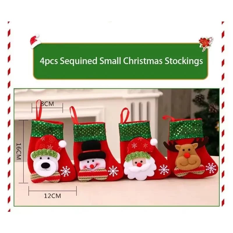 Christmas Stockings Santa Snowman Ornaments
