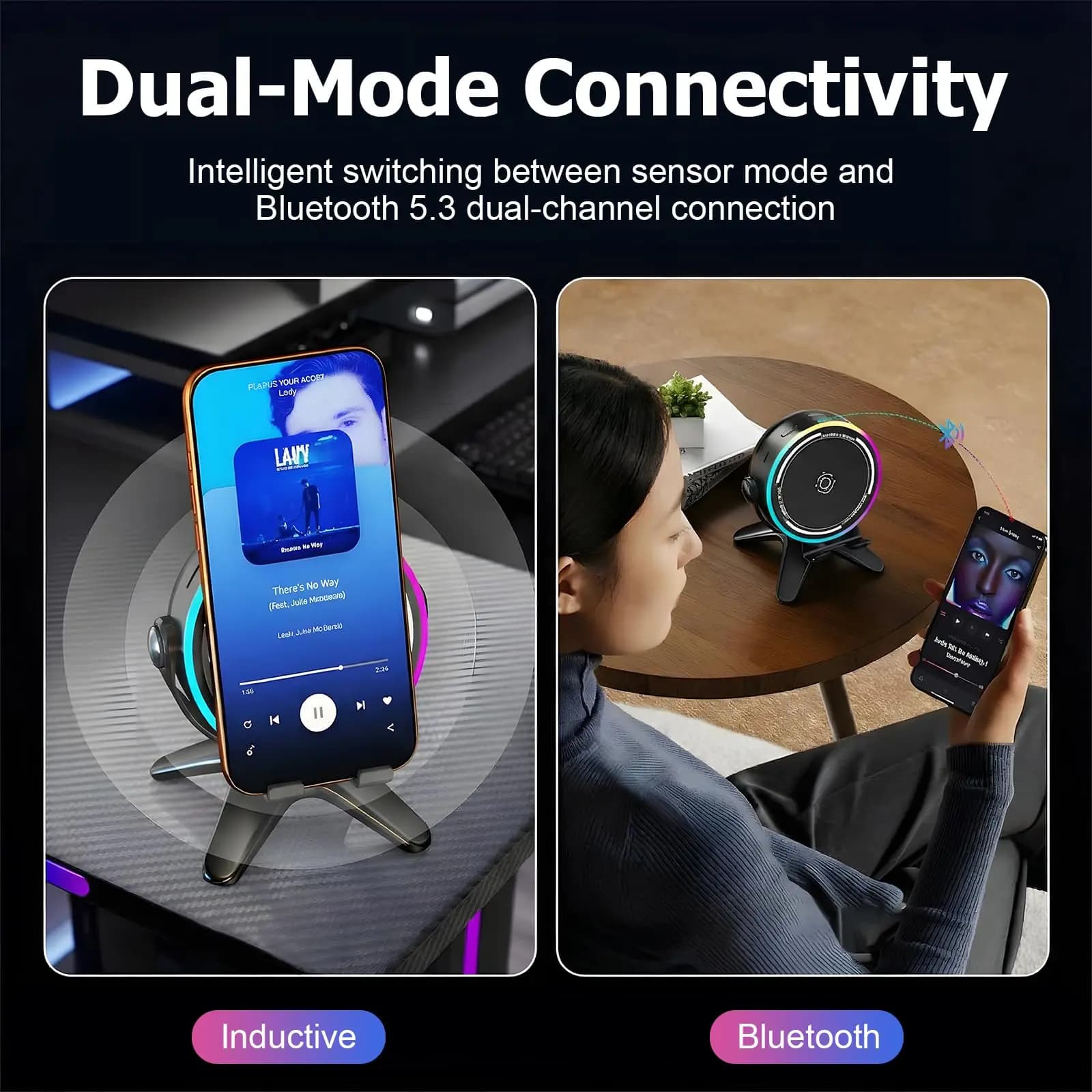 Wireless Inductive Bluetooth Speaker with Phone Stand