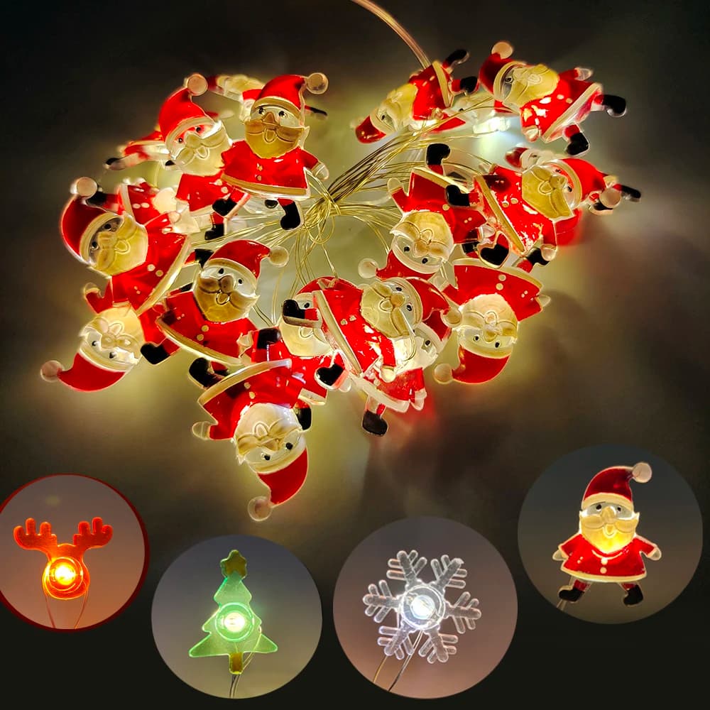 Christmas Led String Lights Santa Snowflake Garland