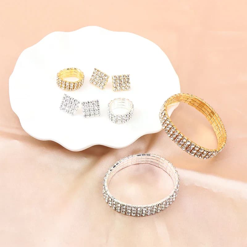 4Pcs/set Bridal Jewelry Set Necklace Bracelets Ring Earrings Set Super Gorgeous Luxury Shiny Fashion Jewelry Party Gift