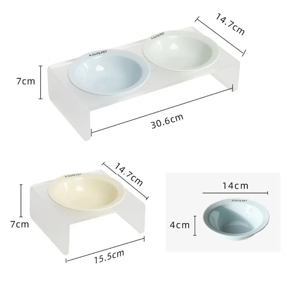 Ceramic Elevated Cat Bowl with Acrylic Stand