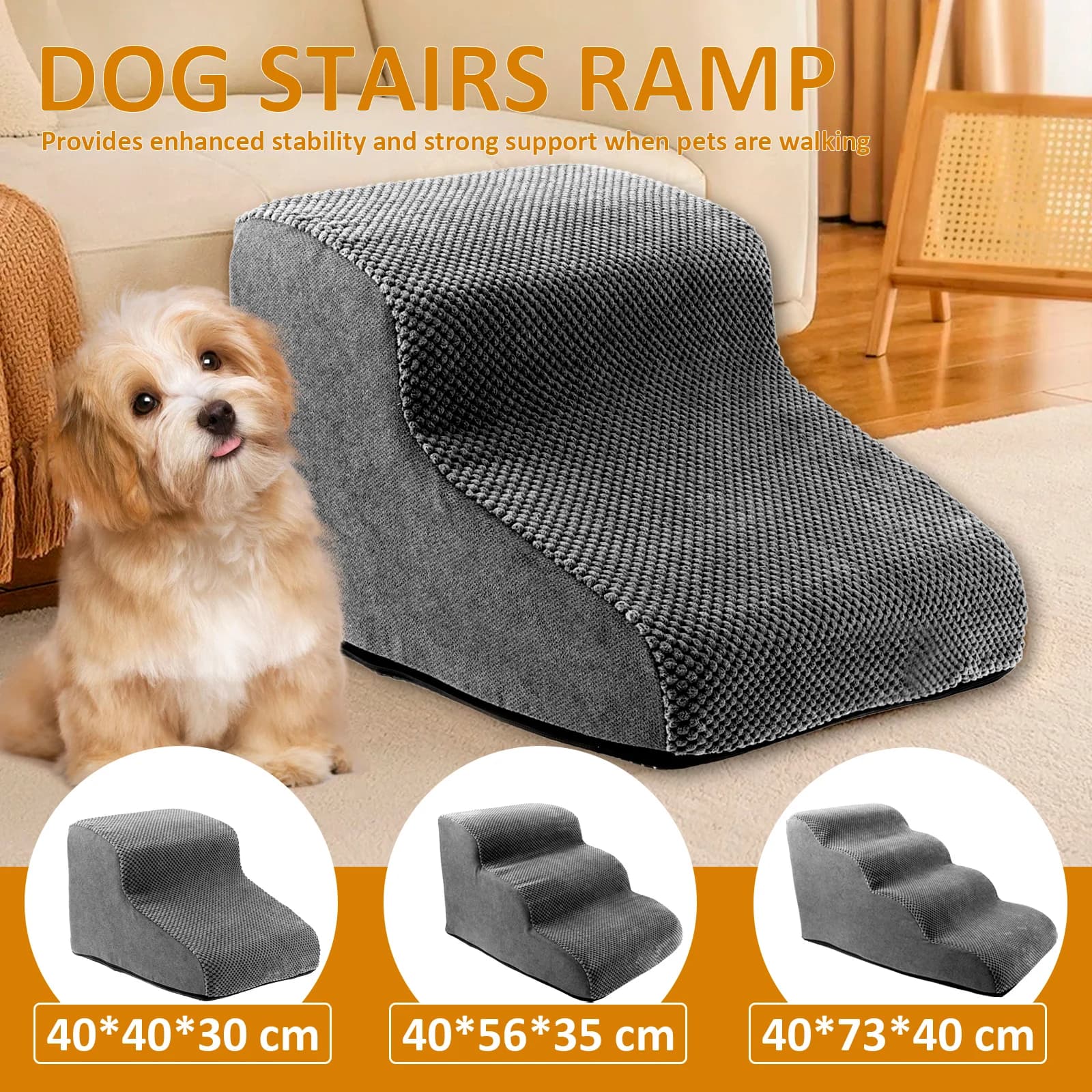 Curved Pet Stairs with Nonslip Steps