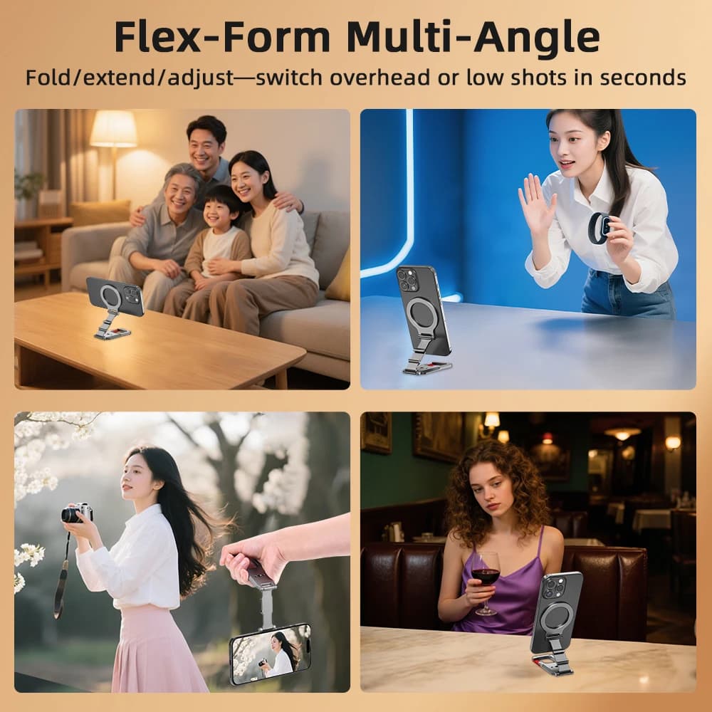 Flymile Magnetic Phone Holder Carabiner Mount for Iphone 18 Pro Max 17 16 15 Accessories Tripod Compatible with MagSafe