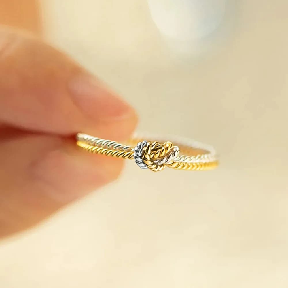 Two-Tone Twisted Knotted Stainless Steel Ring