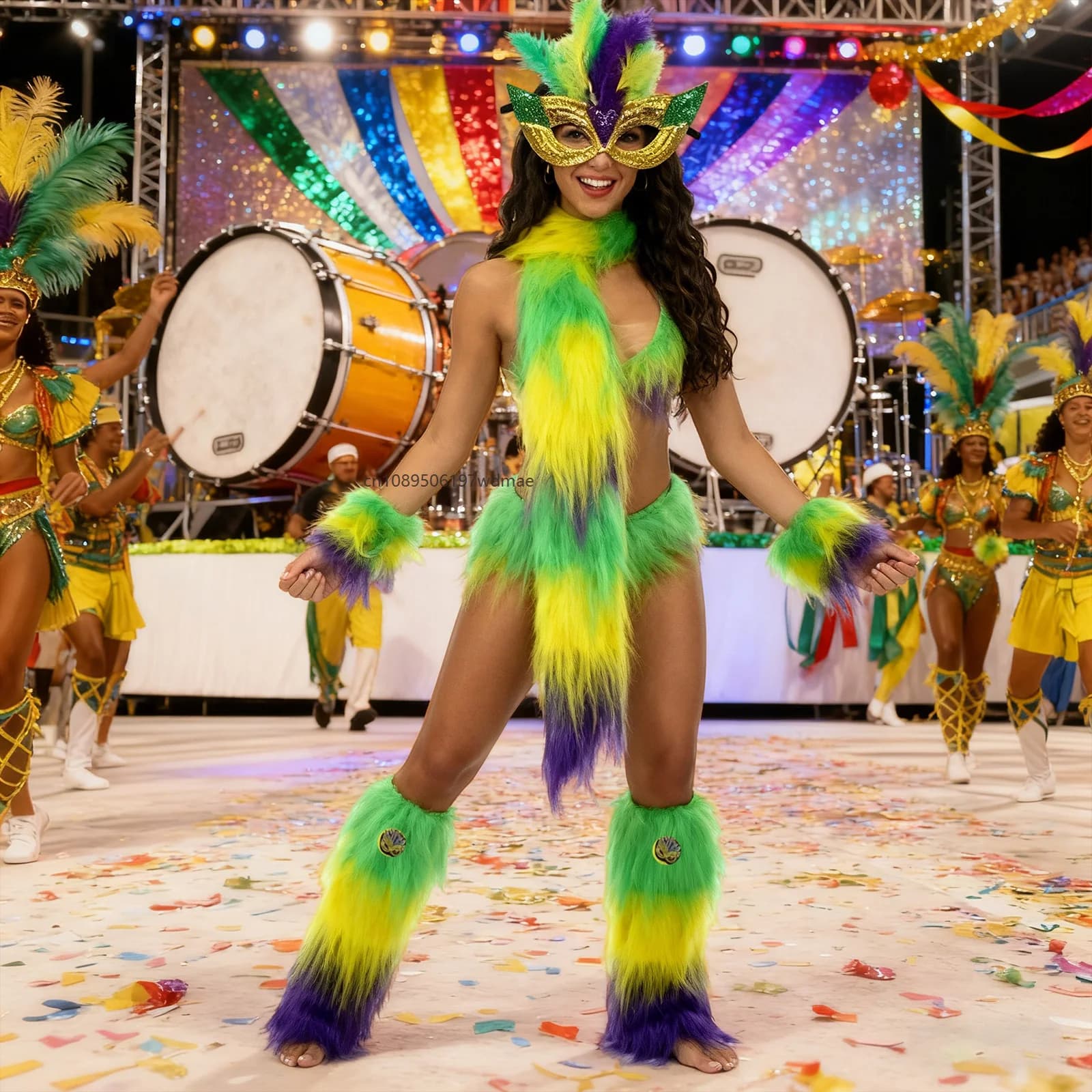 Carnival Costume Accessories Festive Face Covering Gloves Leg Warmers and Scarf Cosplay MardiGras Outfit Holiday Party