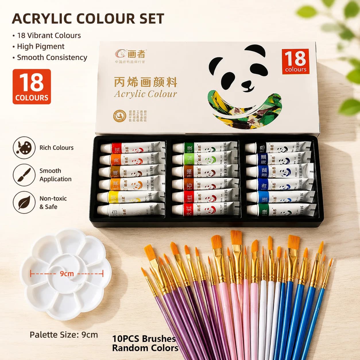 Acrylic Paint Set With Brushes And Palette