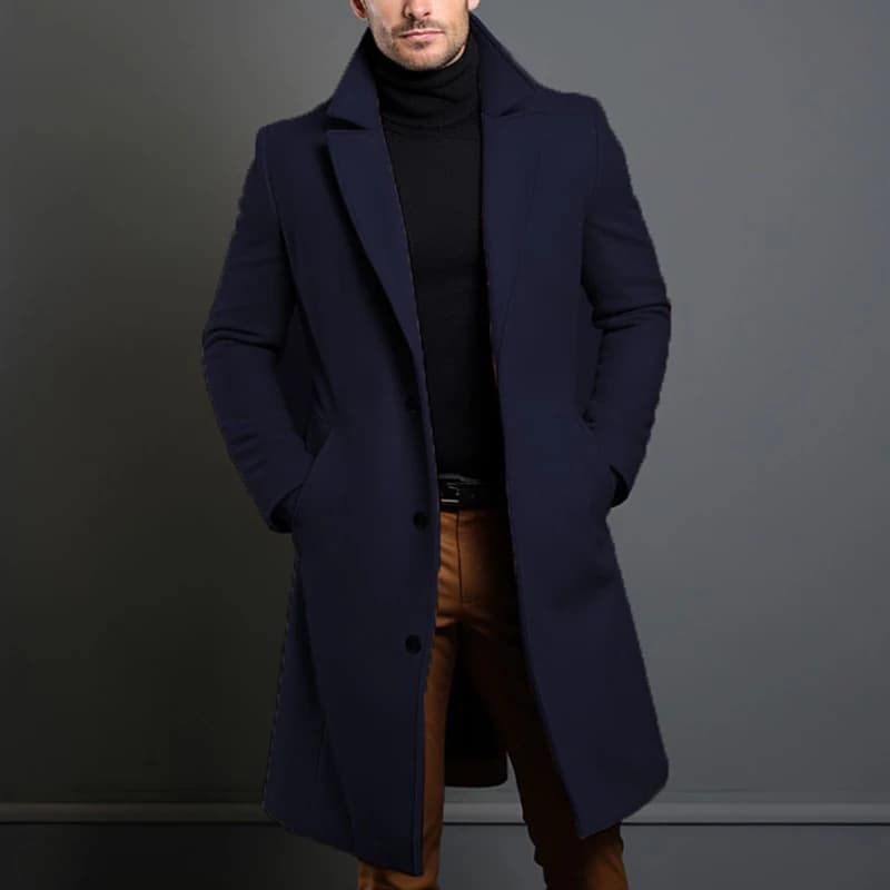 Men's Wool Trench Coat Mid-Length