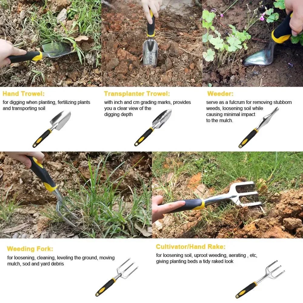 Garden Tool Set with Ergonomic Handle