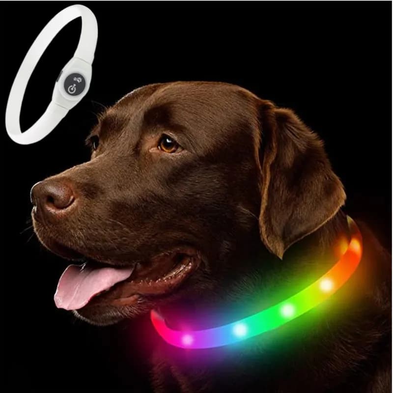 LED Illuminated Dog Collar, Waterproof PVC Material, With USB Interface, 3 Modes, Suitable for Large, Medium And Small Dogs.