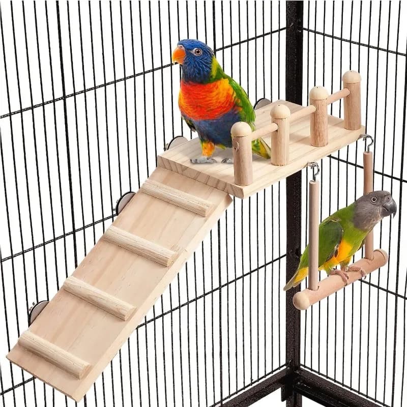 Wooden Bird Platform Swing and Climbing Ladder
