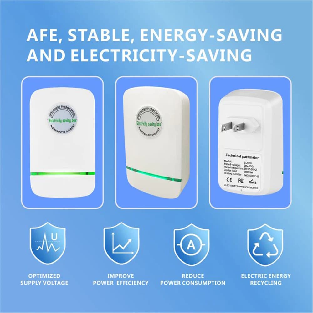 Pro Electricity Saving Box 90V-250V EU Plug Home Office Power Saver with Stable Voltage Energy Saving Device